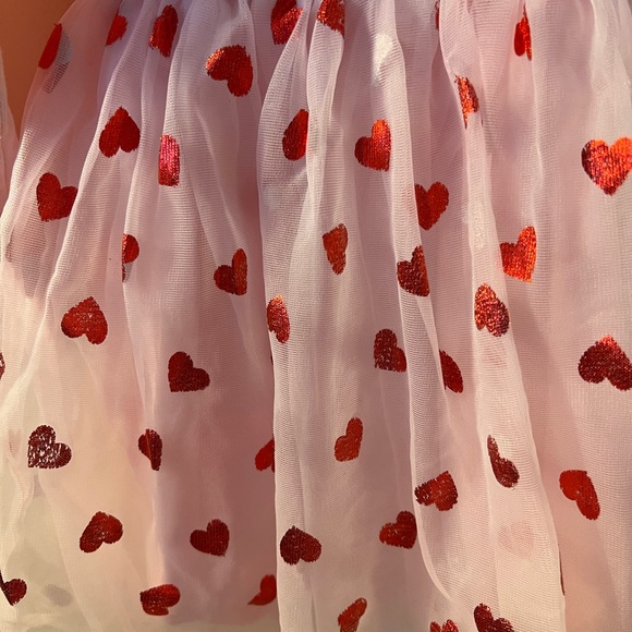 Pink Dress with Red Metallic Hearts 4T Long Sleeve Heart Girls 4 - Picture 4 of 6